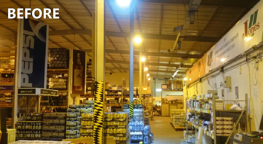LED Warehouse Lighting before after